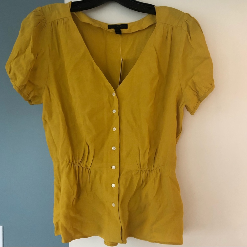 Jcrew short sleeve button front peplum shirt new!